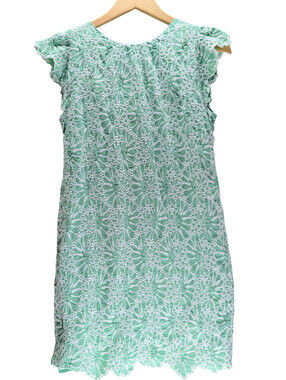 LOFT Shift Dress Size 8 Lace Overlay Cap Sleeve Mint Green
